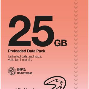Cartela SIM UK Three PAYG - 25GB la £15 cu Număr Anglia UK