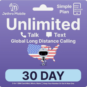 Cartelă SIM Jethro Mobile cu Număr de America / SUA