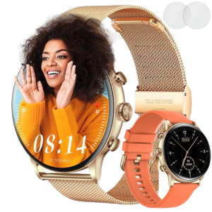 Ceas Smartwatch Gatron 67, Apel Bluetooth HD, 1.43” Miami Gold