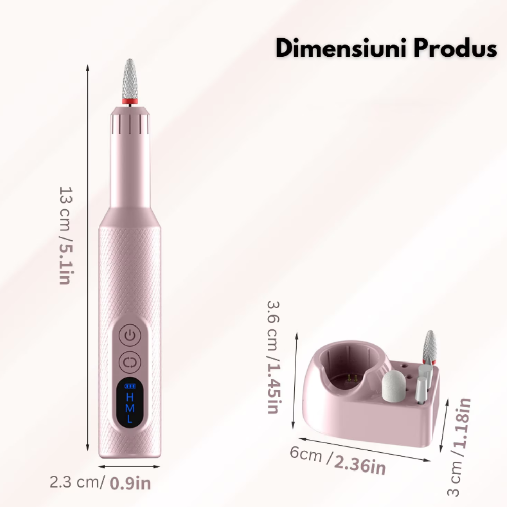 Freza Unghii Profesionala, Wireless, 18.000 RPM, 6 capete - imagine 3