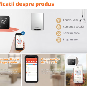 Termostat de Ambient Inteligent, WI-FI, Controlat Prin Internet/Smartphone