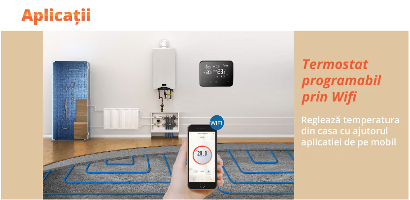 Termostat de Ambient Inteligent, WI-FI, Controlat Prin Internet/Smartphone - imagine 4