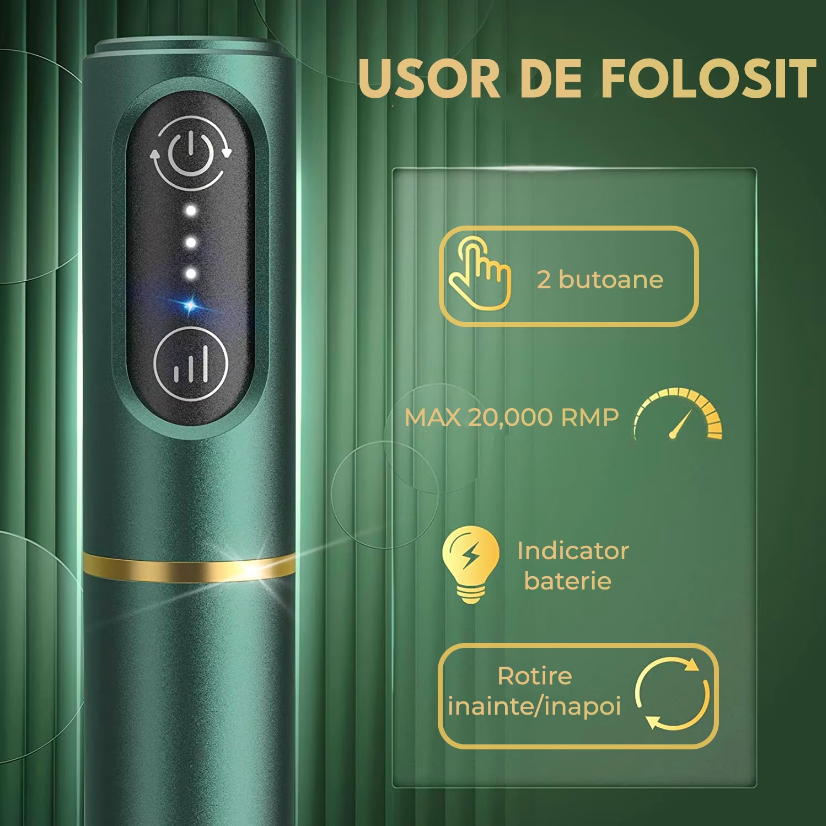 Freza Unghii Profesionala Electrica wireless 20.000 RPM - imagine 4