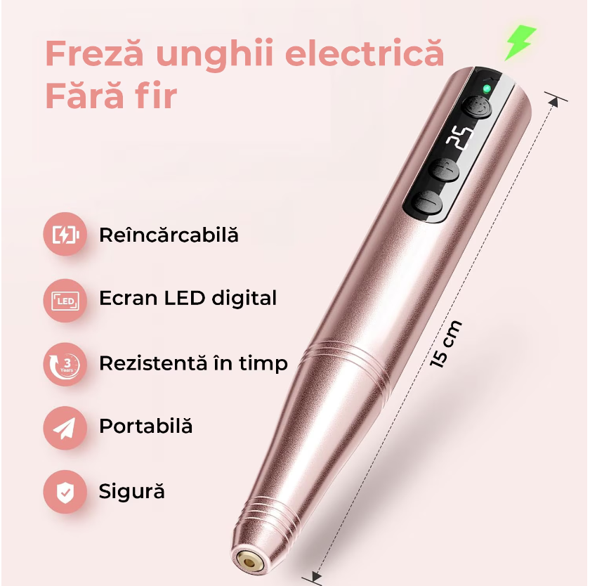 Freza Unghii Electrica wireless, 25.000 RPM - imagine 3