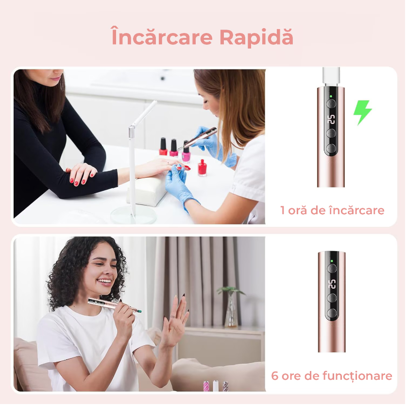 Freza Unghii Electrica wireless, 25.000 RPM - imagine 5