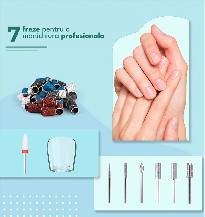 Freza unghii electrica wireless, 20.000 RPM - imagine 7