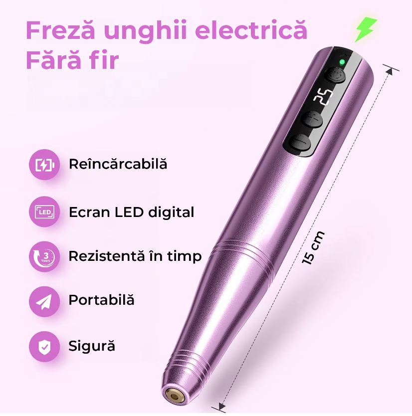 Freza unghii Electrica wireless, 25.000 RPM - imagine 3