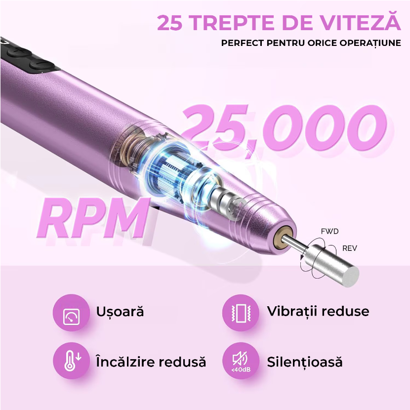 Freza unghii Electrica wireless, 25.000 RPM - imagine 5