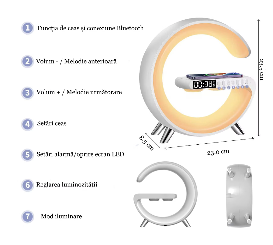 Lampa Smart LED RGB si Incarcator Wireless 15W - imagine 8