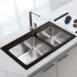 Chiuveta bucatarie inox cu tocator personalizat sticla temperizata