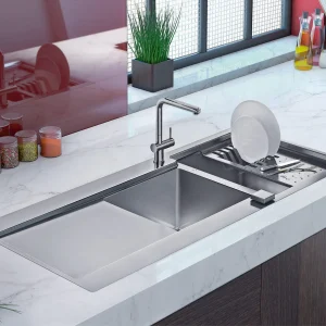 Chiuveta bucatarie inox dubla cu 2 cuve