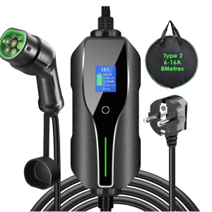 Incarcator EV pentru masina electrica, statie de incarcare portabila cu cablu Type 2, 3.68 kW, 6-16A, 220-250V