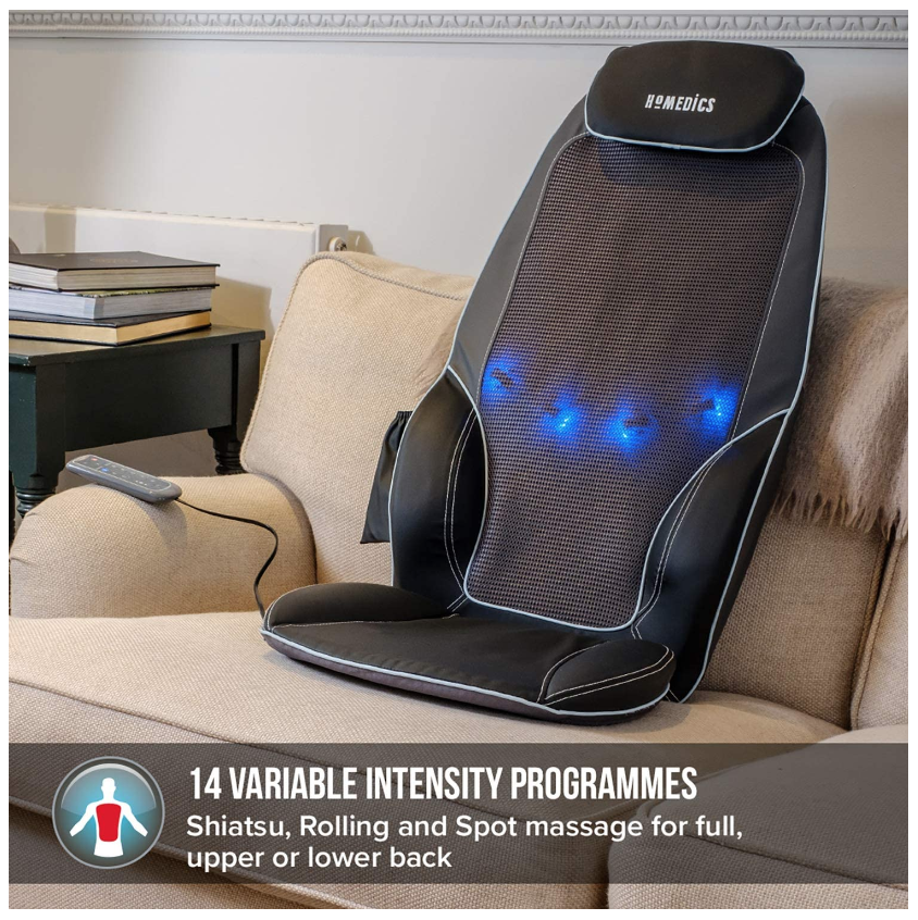 Husa de scaun pentru masaj Shiatsu cu 14 programe, telecomanda, functie caldura si vibratii - imagine 9