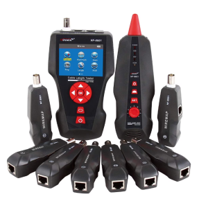 Tester cablu de retea pentru RJ45, RJ11, BNC, UTP, Coaxial, cu functie testare continuitate, lungime, POE, PING, cu 8 telecomenzi, slot card TF, USB