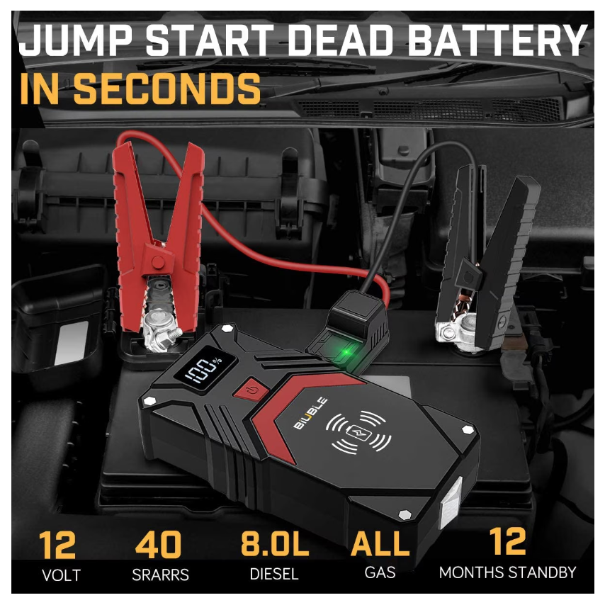 Starter auto multifunctional, robot de pornire si acumulator extern 24000mAh cu incarcare wireless, 2500A 12V, cu lanterna LED - imagine 7