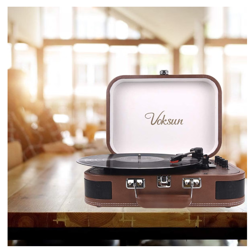 Pick-up Voksun, bluetooth 5.0, AUX, USB, Card SD, boxe incorporate, design tip servieta - imagine 4