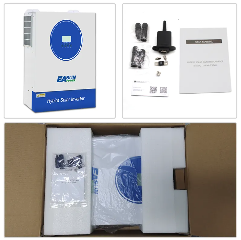 Invertor Hibrid Off Grid, Onda Pura Sinusoidala, 2KW 12V Wifi, 220V, MPPT, activare baterie litiu, monitorizare la distanta, multicolor, set - imagine 5